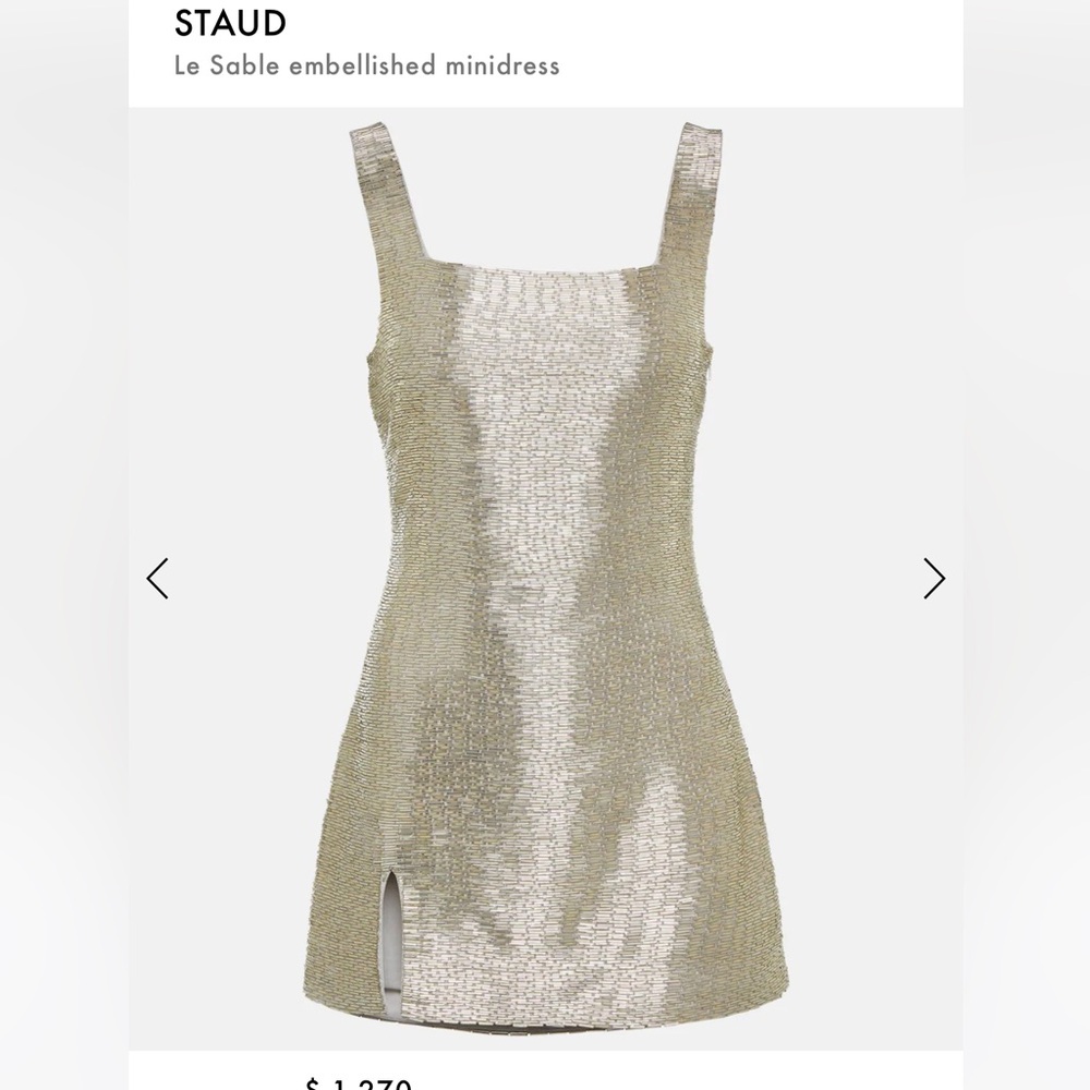 NWT STAUD Le Sable Silver Shimmering Beaded Mini Dress